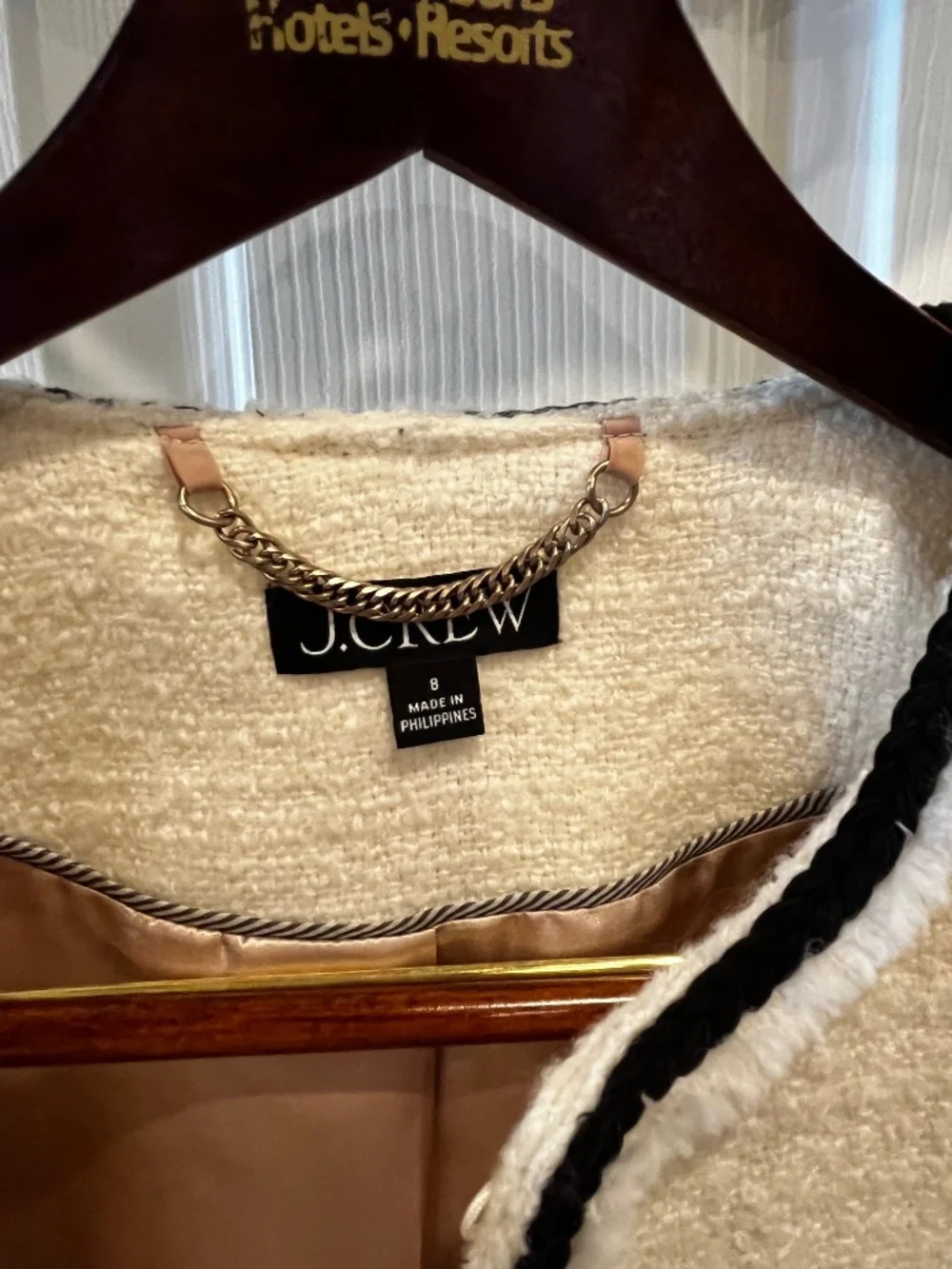 J. Crew Frances Lady Jacket in Maritime Tweed White Black Size 8 BT548